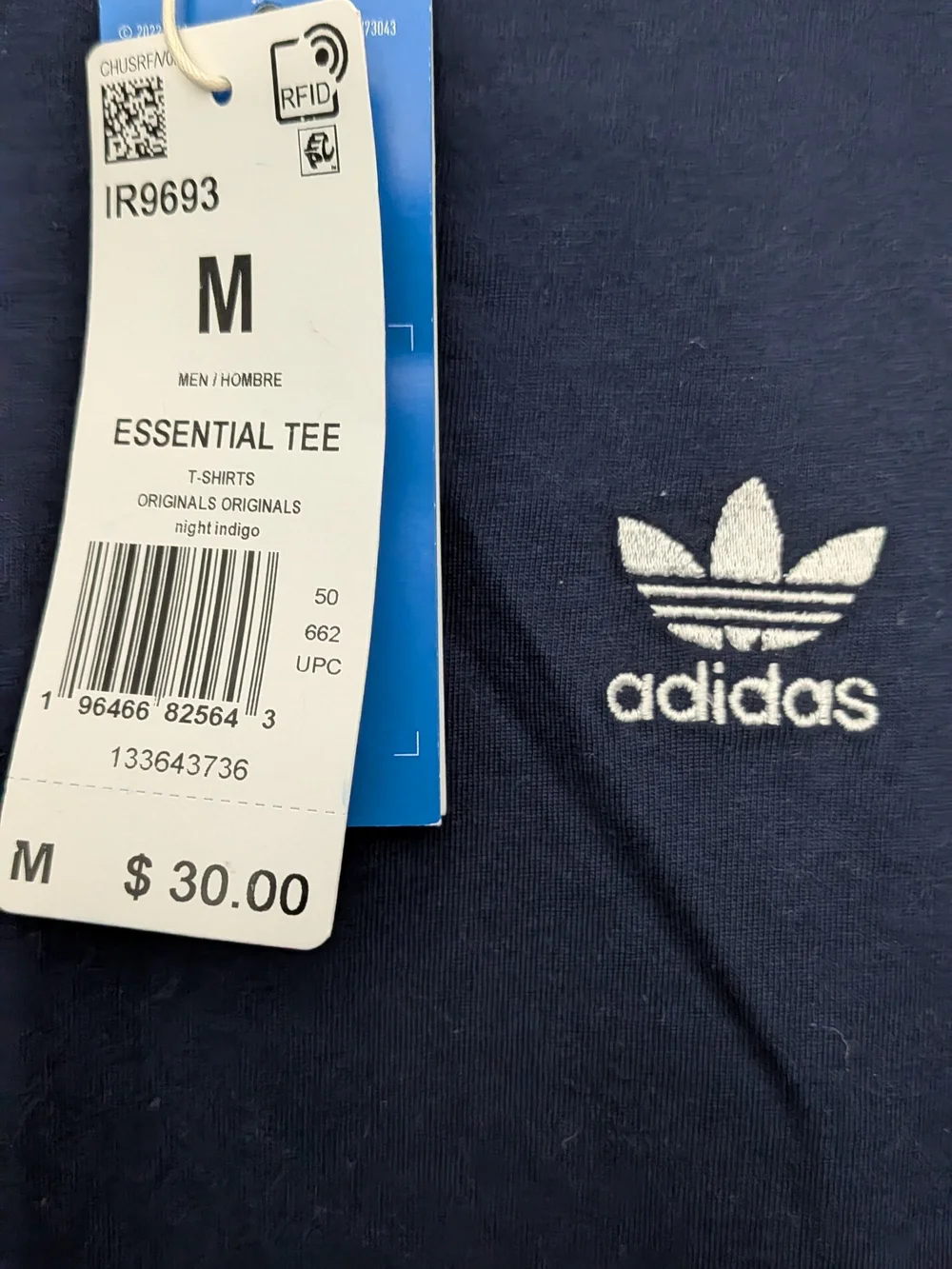 Men's adidas Original Trefoil Essential Tee Night Indigo Size M
